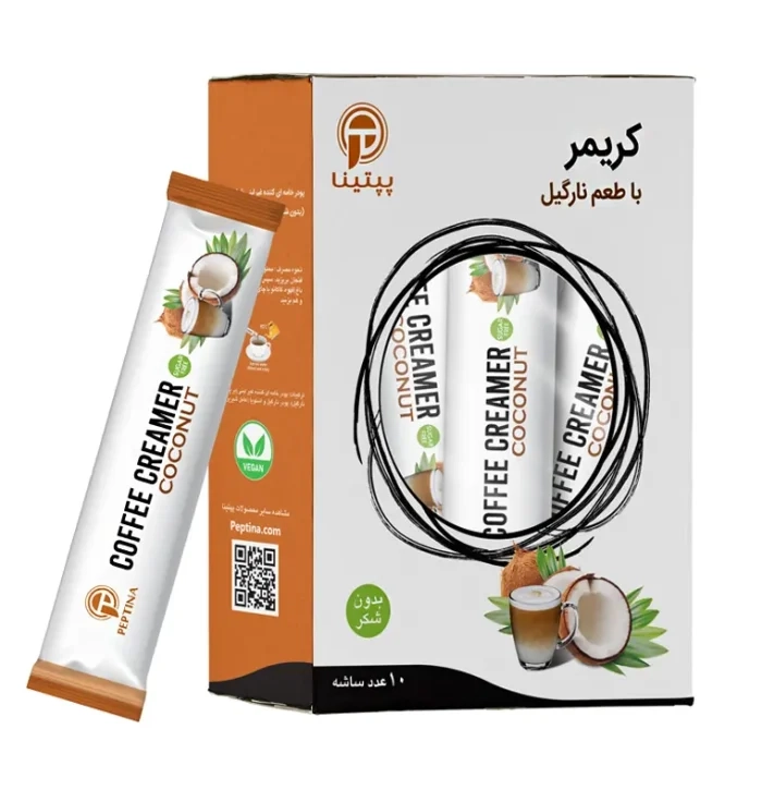 کریمر غیر لبنی با پودر شیر نارگیل پپتینا جعبه 10 عددی