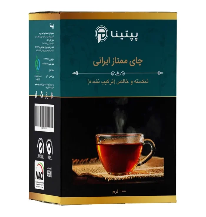 چای سیاه شکسته ممتاز ایرانی پپتینا جعبه 100 گرمی