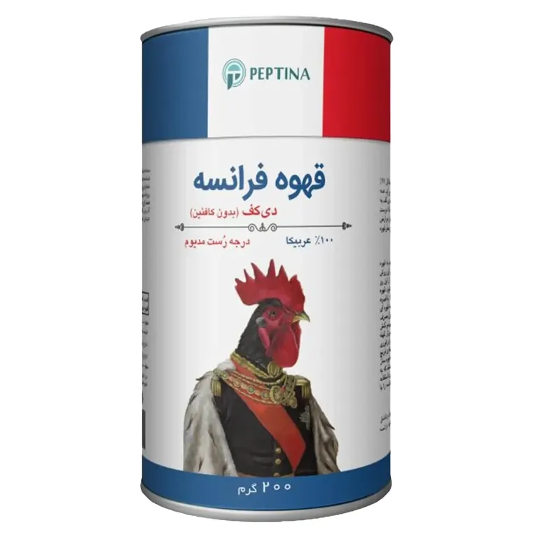 پودر قهوه خالص فرانسه  بدون کافئین پپتینا قوطی 200 گرمی