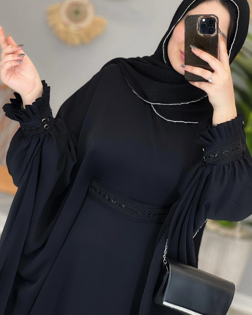 مانتو عبا آستین چین دار زنانه مدل سلما