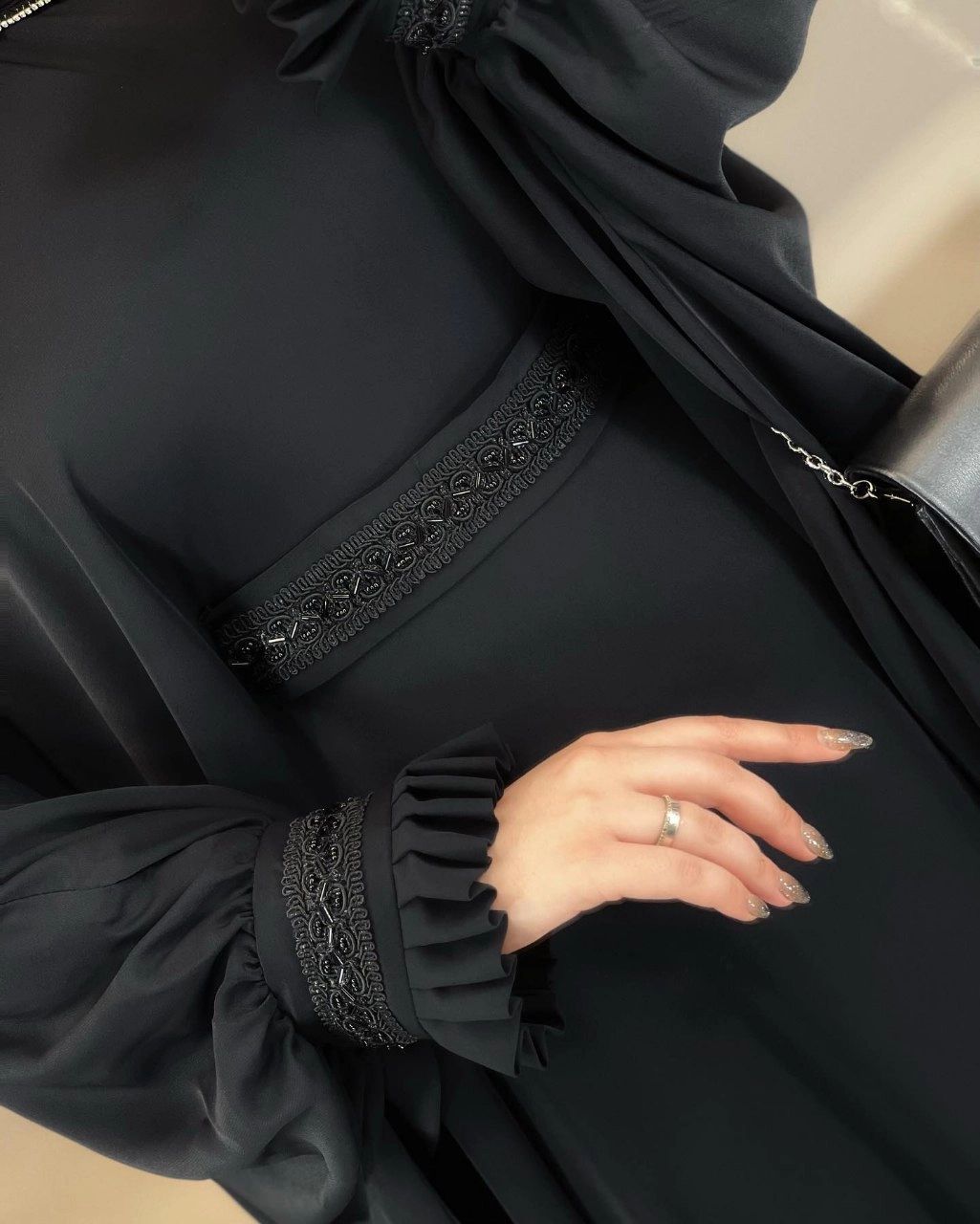 مانتو عبا آستین چین دار زنانه مدل سلما