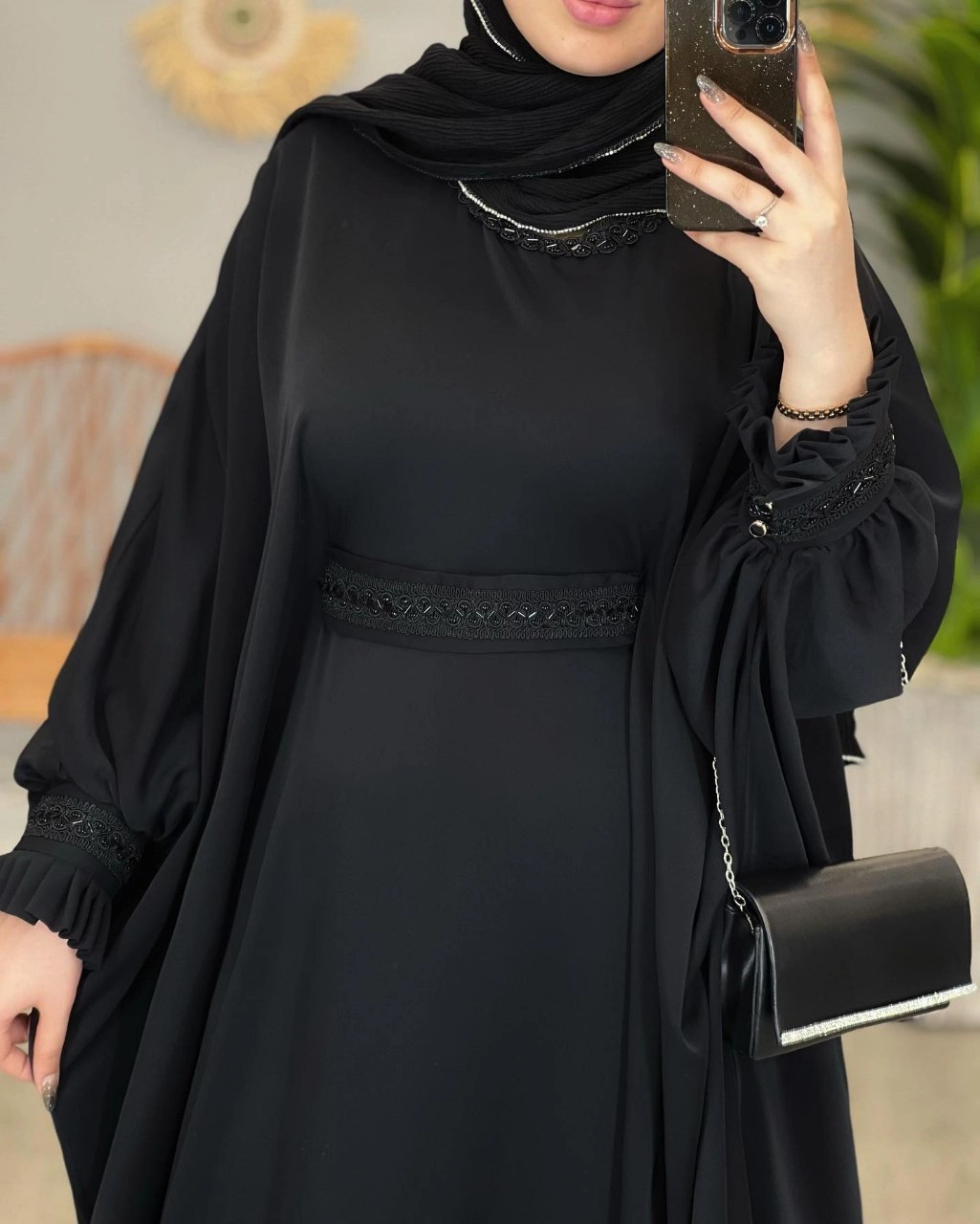 مانتو عبا آستین چین دار زنانه مدل سلما